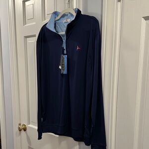 Men's Navy Quarter-Zip Pullover Golf size L